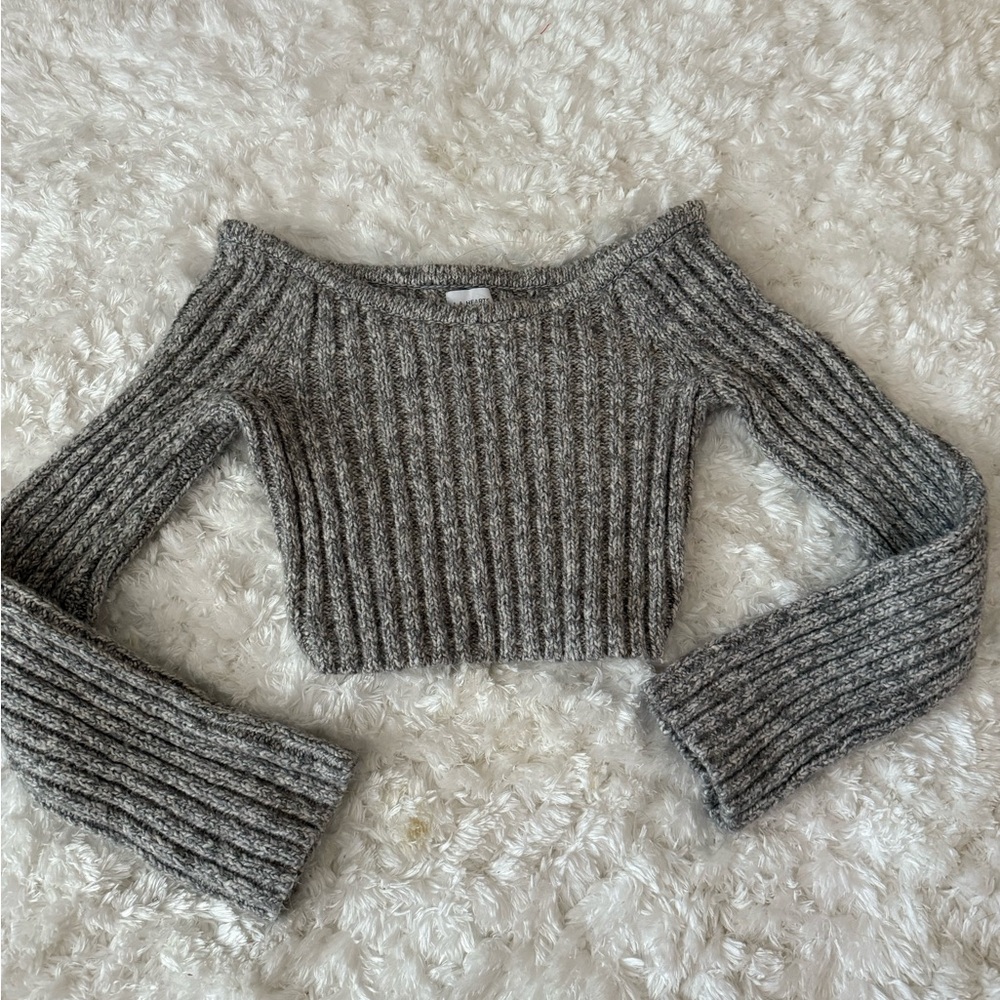 La Hearts Gray Off-the-Shoulder Sweater